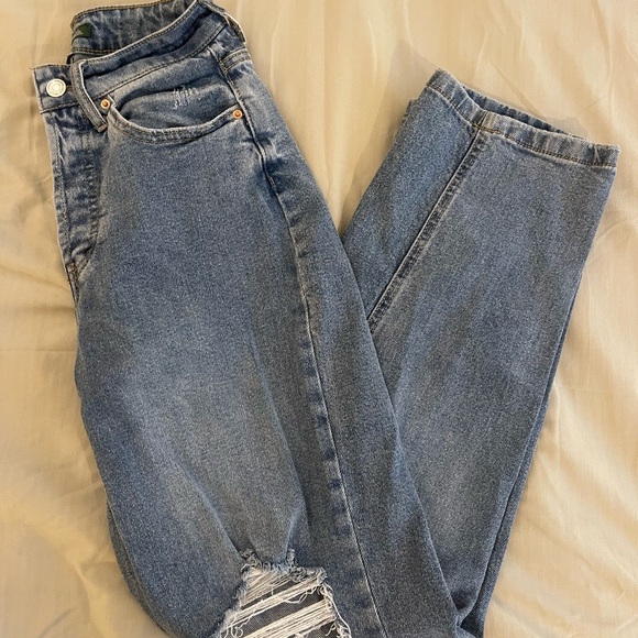 Wild Fable Distressed Blue Straight Leg Jeans - Picture 1 of 5
